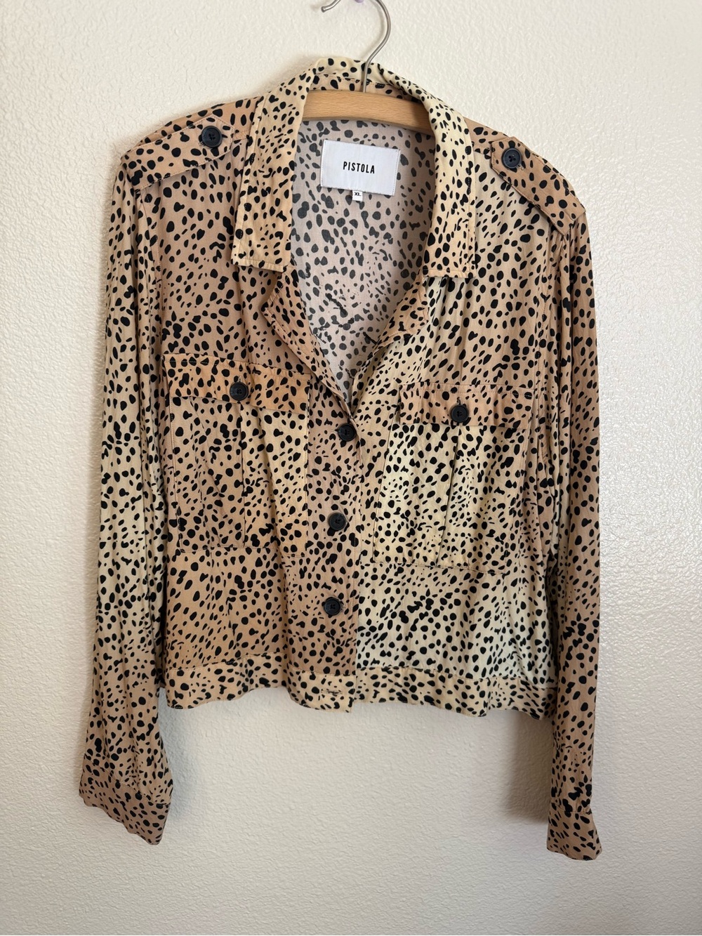 pistola Tan and Black Spotted Button-Front Shirt